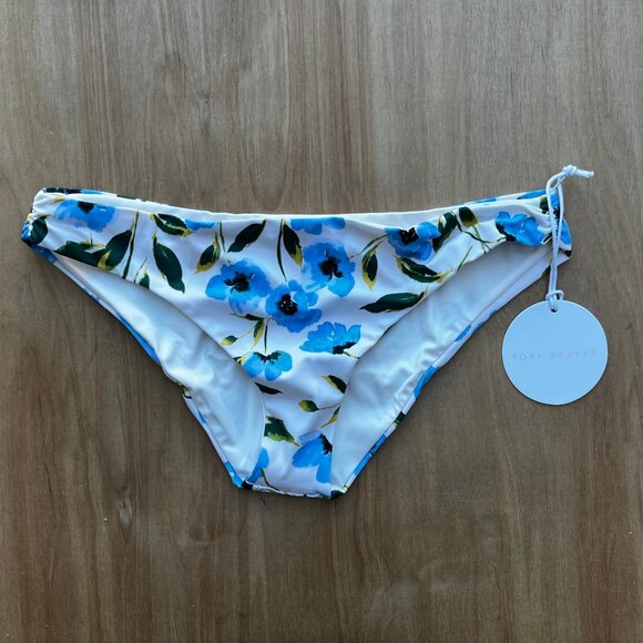 TORI PRAVER CAILA BOTTOM Women’s Ruched Sides Floral Lined Bikini Bottoms sz S - Picture 1 of 6